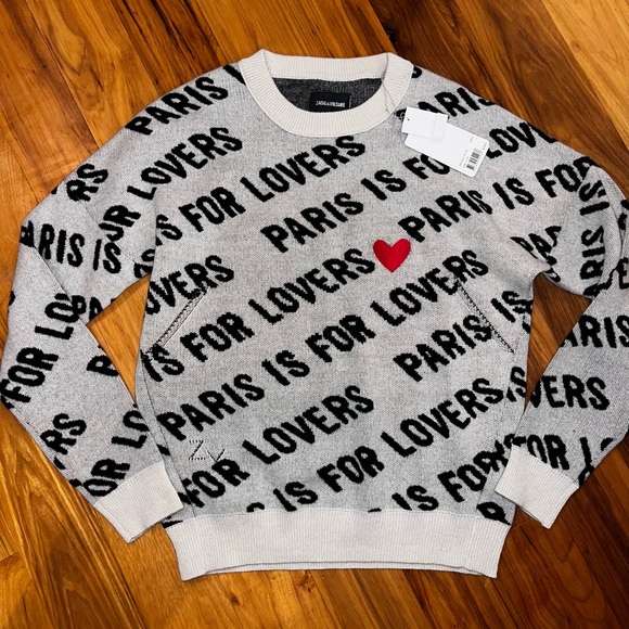 Zadig & Voltaire Anouk Gray Crewneck Sweater, womens large, NWT ($498)! ❤️ - Picture 1 of 7